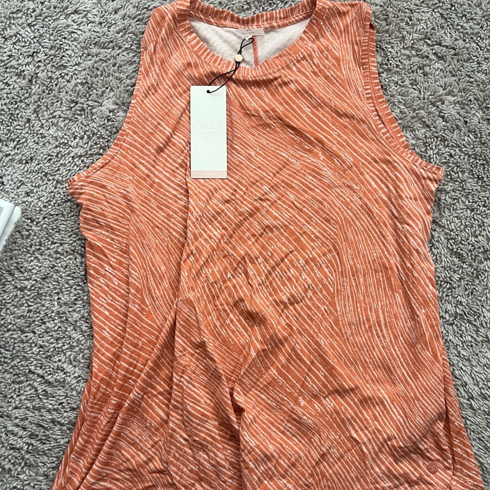 CALIA by Carrie Underwood Orange and White Tank Top